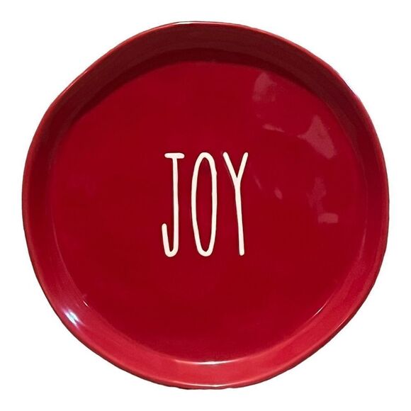 Christmas AF Lot of Four Red Holiday Salad Plates Ceramic Jolly Cheer Joy Holly - Picture 9 of 11